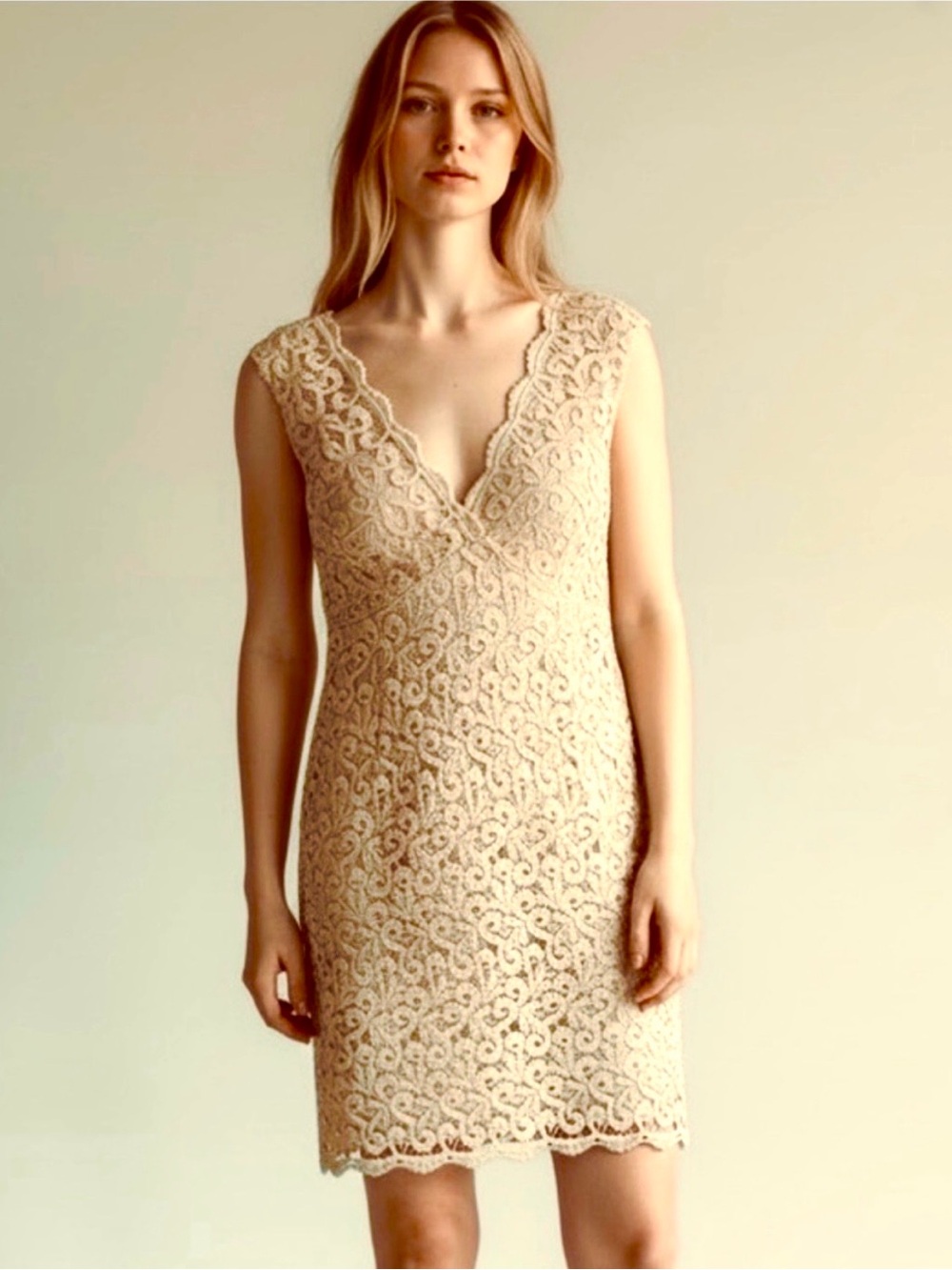 ✅🆕 Marin brand -Lace V-Neck Slip Dress in Beige Size:6 ( small)